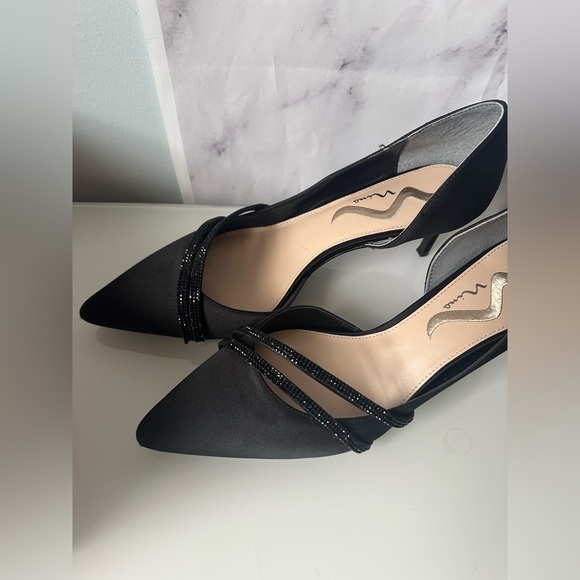NINA - NEVIN LS BLACK LUSTER HEELS RHINESTONE DETAIL WOMENS SIZE 11 NEW IN BOX - Picture 2 of 8
